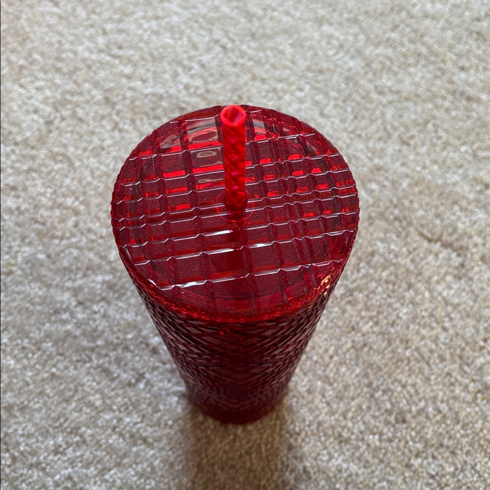 Starbucks Red venti Faceted Tumbler with Straw NWT - Picture 3 of 3